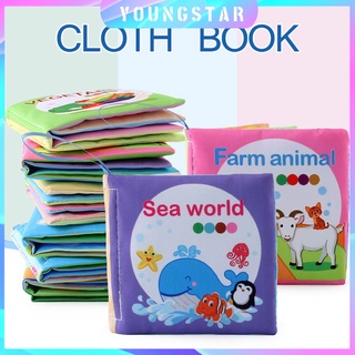 YS-Baby English Book Soft Cloth Books Animals Fruits Books Early Educational Intelligence Development Infant Educational Toy