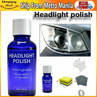 【Ready Stock】℗○30Ml Car Headlight Polish Restoration Kit Auto Headlight Renovation Auto Lens Cleaner