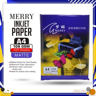 QUAFF / MERRY Inkjet Paper A4 Size 108gsm- for flyers/button pins paper (100 sheets) (2)