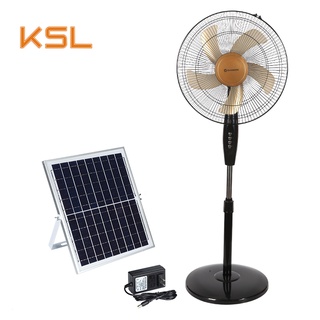 KSL 16inch Rechargeable Solar Stand Fan with Solar Panel Floor Fan Stand Fan Solar Electric Fan
