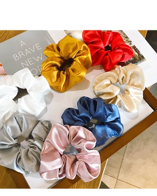 Satin Silk Solid Color Scrunchies Elastic Hair Bands 2019 New Women Girls Hair Accessories Ponytail Holder Hair Ties Rope