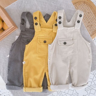 Bobora Fall Childern Solid Color Corduroy Loose Casual Overalls For 1-6Y