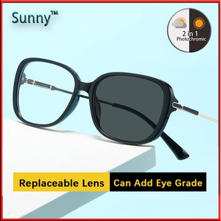 Photochromic Anti Radiation Eye Graded Glasses For Women Men Replaceable Lens Anti rad Sun Adaptive Glass With Graded Anti Blue Ray Transition Eyeglass Specs Transitional Anti Blue Light Glare Computer Glasses Frame Anti UV400 Auto Changing Color Sunglass