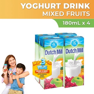 Dutch Mill UHT Yoghurt Drink Mixed Fruit 180ml x 4 brick