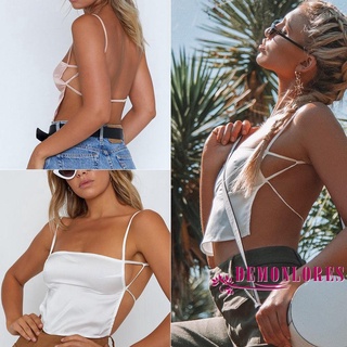 ﹍❅SNP-Sexy Summer Women´s Silk Sling Crop top Backless Satin