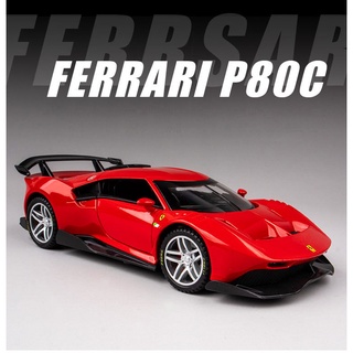 1:32 Ferrari P80C Car Model Alloy Diecast Toy Vehicle Auto Truck Pull Back Doors Openable With Sound & Light