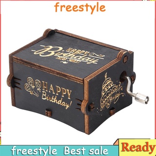 GOOD!freestyle Retro Vintage Wooden Hand Cranked Music Box Home Crafts Ornaments Decor