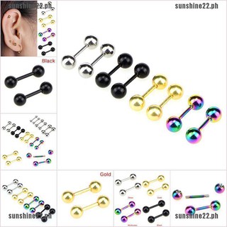 [SUN22]Stainless Steel Barbell Ear Cartilage Tragus Helix Stud Bar Earrings Pie