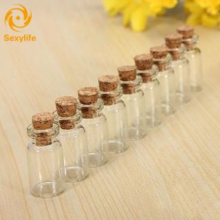 Sexylife 10pcs Small Mini Cork Corked Glass Bottles / Vials Empty Clear Jars 1ml Pendant (3)