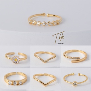 TBK 18K Gold Cubic Zirconia Fashion Adjustable Ring Accessories For Women Hypoallergenic 27R