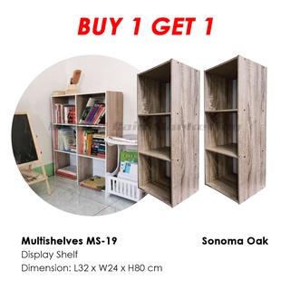 Multishelves MS-19 3-Tier Display Shelf Cabinet Bookshelf Storage Organizer Room Kitchen Office
