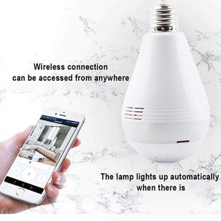 WIFI Network Security Home Monitor CCTV 360° Panoramic Light Bulb Camera (WHITE)