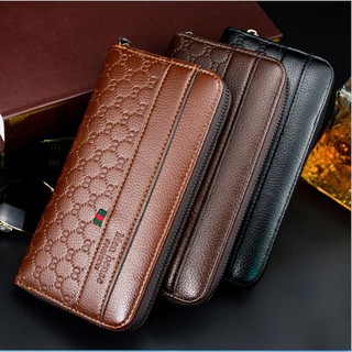 Men Long Wallet Zipper Purse Credit Card Passport Holder Pu Leather