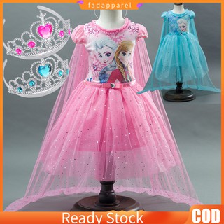COD Ready Stock Girls Children Queen Dresses Lace Princess Cosplay Dress