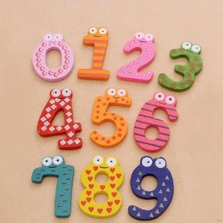 HIIU 10pcs/set Number Large Cartoon Floral Wooden Fridge Magnet Decor for Baby Kids Educational Toys (9)