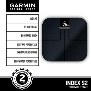 Garmin Index S2 Smart Body Composition Scale with Wifi and Connectivity with 2 Years Warranty