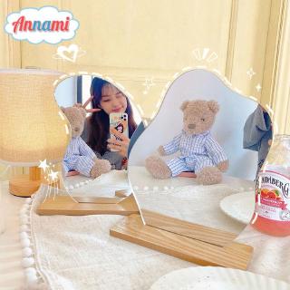 Annami INS Irregular Mirror Dressing Table Makeup Cosmetic Wooden Mirror Room Decoration Photo Props