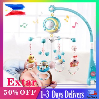 English Songs Musical Baby Crib Mobile with Projection Music Box Rattle Bed Bell Toys for 0-18 Month