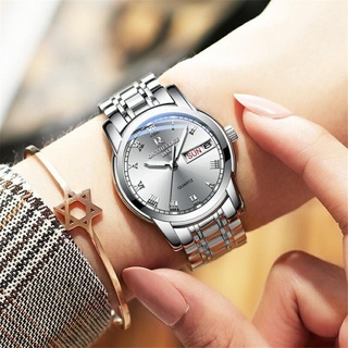 Watch Men Women Business Waterproof Clock Auto Date Silver Steel Mens Watches Fashion Casual Ladies
