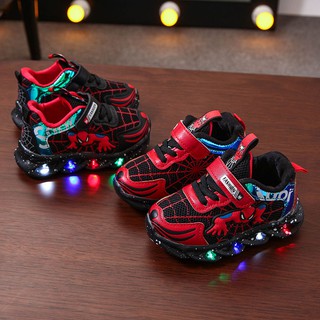 1-7 Years Old Spiderman Boys and Girls Shoes, Kids Spiderman LED Shoes, Kids Breathable sports shoes