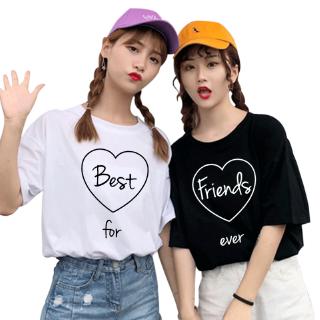 New Women's T-shirt Forever Best Friend T-shirt Loose Tops Cute Matching Letter Print Girl Punk Couples Clothes Sister T-shirt