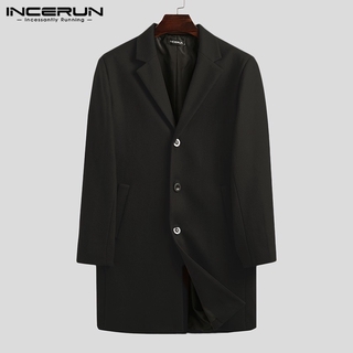 INCERUN Men Winter Stand Collar Plain Windbreak Loose Coat (1)
