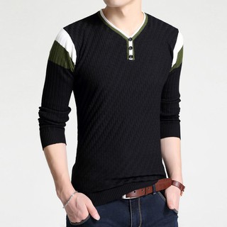 ✟☒✹2020 autumn new men s knit sweater fashion casual youth V-neck bottoming shirt men