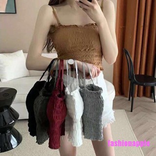 FAPH Summer Strap Tube Top Women Pleated Bras Female Wrapped Chest Sexy Bustier FAA