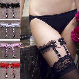 √COD 1Pc Girl Punk Gothic Heart-shape Ring Spikes Elastic Garter Belt Suspender