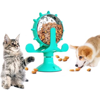 Cat Food Dispenser Toy,360° Rotating Windmill Treat Dispenser Pet Toy with Suction Cup,Pet Accessori