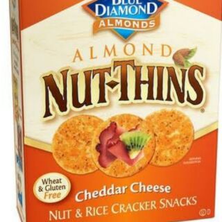 Blue Diamond Almon Nut Thins Cheddar Cheese Nut and Rice Crackera Gluten Free 4.28oz
