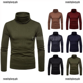 【remitglory】Men Long Sleeve Thermal Cotton High Collar Skivvy Turtle Neck Swea