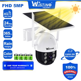 [Delivery in 3 Days] Wistino 5MP Waterproof 4G Sim Lte Solar CCTV PTZ Camera Outdoor 365 Days Continuous HD Recording Colorful Night Vision Solar Ip Camera 4G Rain Charging Version