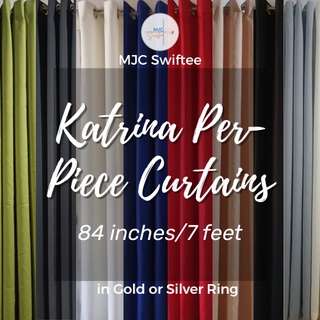 MJC Katrina Thick Ring Plain Curtains Per Piece 84inch/7ft (215cm) (Gold/Silver Ring) (1)