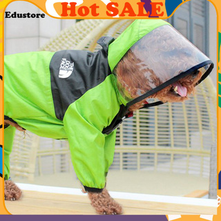<EDS Sale> Pet Raincoat Traction Design Waterproof Polyurethane Dog Four-legged Hooded Raincoat for Rain Day