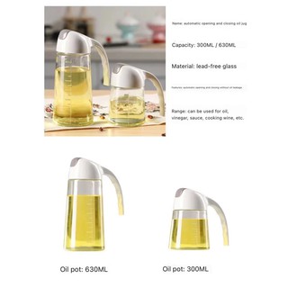 KITkitchen Glass Oil Pot Soy Sauce Bottle Kitchen Supplies Transparent Automatic Flip Cover Season (5)