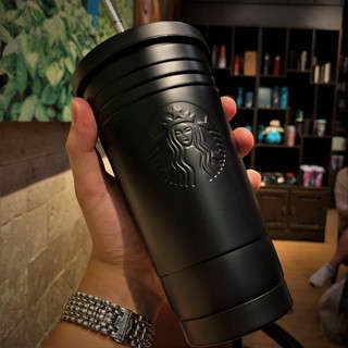 Starbucks (with straw) stainless steel coffee cup Office accompanying cup Car insulation cup accompa