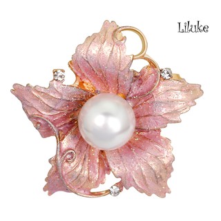 【LK】Fashion Women\'s Rhinestone Imitation Pearl Enamel Flower Floriated Brooch Pin