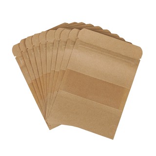 10 Pcs Coffee Seeds Sweets Ziplock Seal Kraft Paper Bag Window Stand Up Sealable Pouch (1)