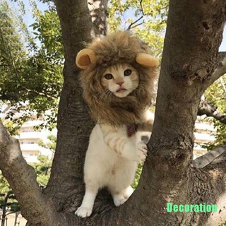 (Decoration) Pet dog hat costume lion mane wig for cat halloween dress up with ears (1)