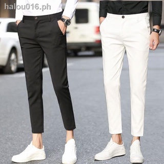 Hot sale❁Nine-point trousers men s Korean style slim-fit small-foot suit trousers trendy thin casual pants men s casual long pants men s