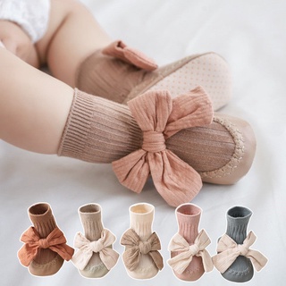 2021 Baby Cute Big Bow Toddler Anti-slip Shoes Socks Infant Prewalkers 0-2 Y (1)