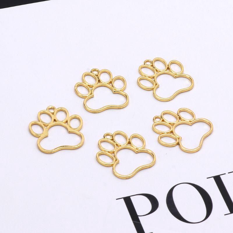 ✿INF✿5Pcs Pet Dog Footprint Blank Frame Pendant Open Bezel Setting UV Resin Jewelry