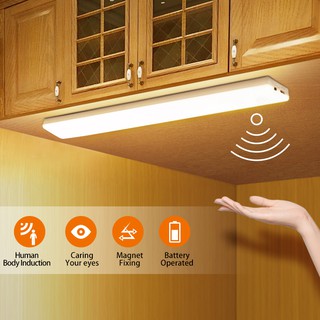 Usb Rechargeable Cabinet Light Sensor 74leds 33cm Kitchen Light Motion Sensor Light Under Cabinet Light for Wardrobe Closet Bedroom