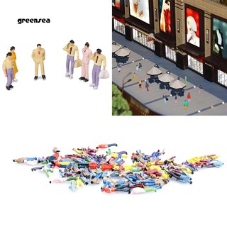 Greensea_100Pcs 1:100 Building Layout Painted Model People Figure Miniature Scene Decor
