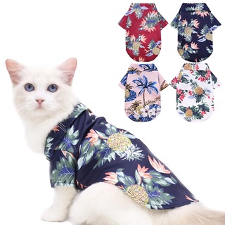 Hawaii Pet Dog Cat Clothes Floral Cat Shirt Summer Beach Puppy Clothing for Small Dogs Cats Casual