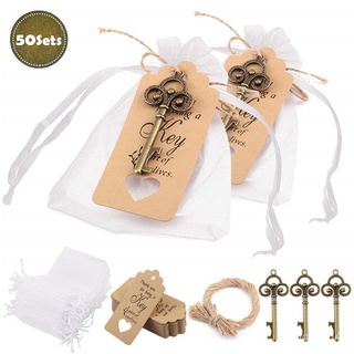 50 Pcs/Set Key Bottle Wine Opener Wedding Gifts for Guests Wedding Party Favors Souvenir