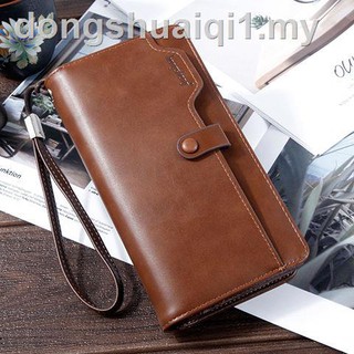 New wallet men s handbag Long mobile phone bag soft leather multi-card position clutch bag zipper coin purse Korean version