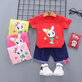 Baby Clothing Girls Fashion Baby Sets cotton shirt 1-4-year-old children's cute little rabbit T-shirt Set Girls' clothing