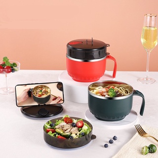 Stainless Steel Bowl Student Dormitory Instant Noodle Bowl Large Anti-Scalding Mobile Phone Holder